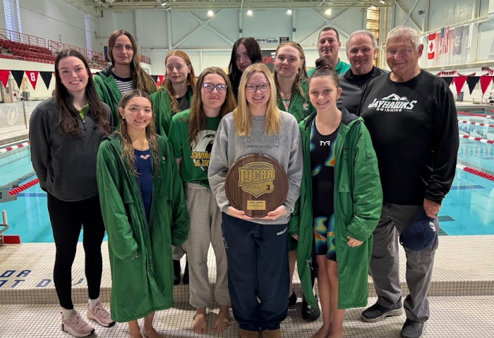 2026 Jamestown Community College Women's Swimming and Diving Championship Team Photo